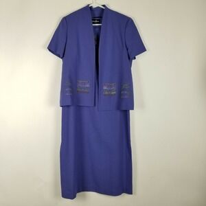 Positive Attitude Women's Dress and‎ Jacket Size 10 Purple Floral Edge Career